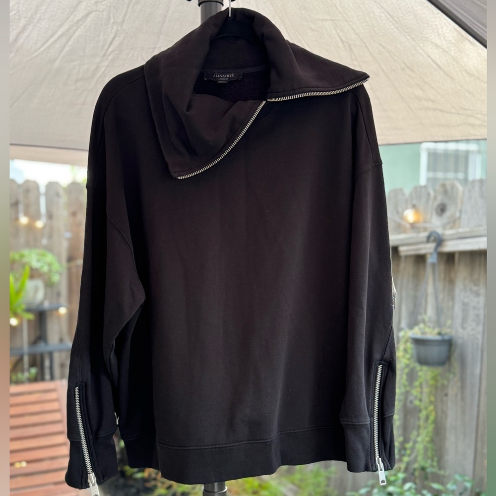 All Saints "Bella" Sweatshirt - Black - Adorned with zippers!!!